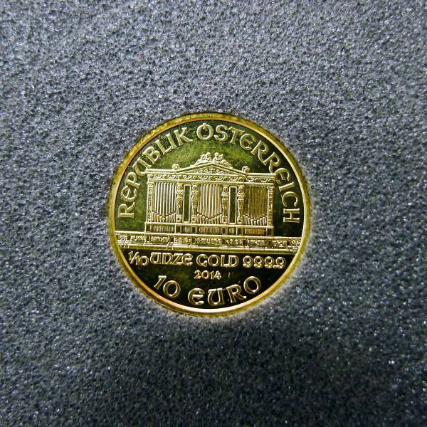 1/10オンス oz 10ユーロ 金貨 2014年 の写真です。
